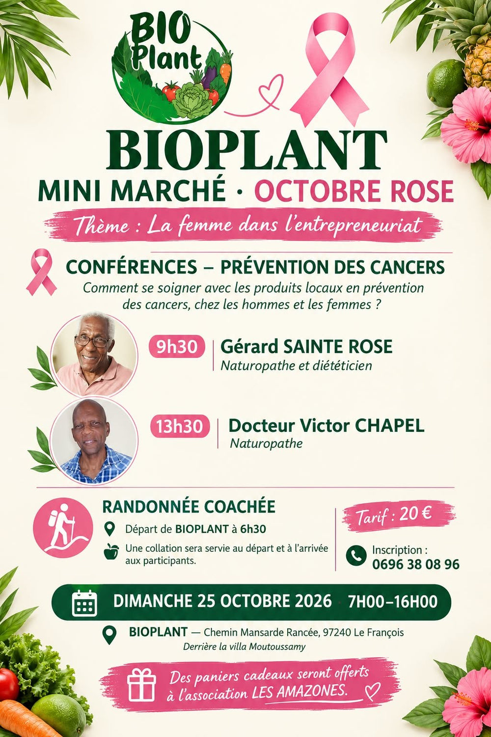 BIOPLANT – Mini Marché Octobre Rose : conférences et prévention des cancers